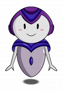 Zuli, un personnage souriant représentant un assistant IA, avec des couleurs violet et blanc, conçu pour symboliser l'assistance et l'expertise en intelligence artificielle.